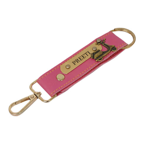 Personalized Keychain With Charms - Pink - Uncommongifts.in